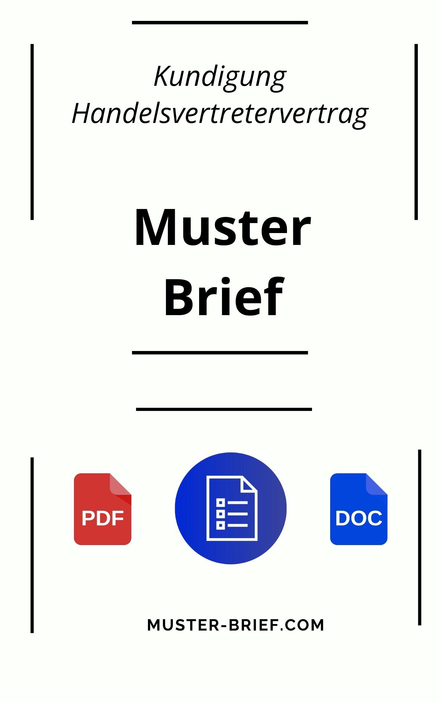 Musterbrief Kündigung Handelsvertretervertrag