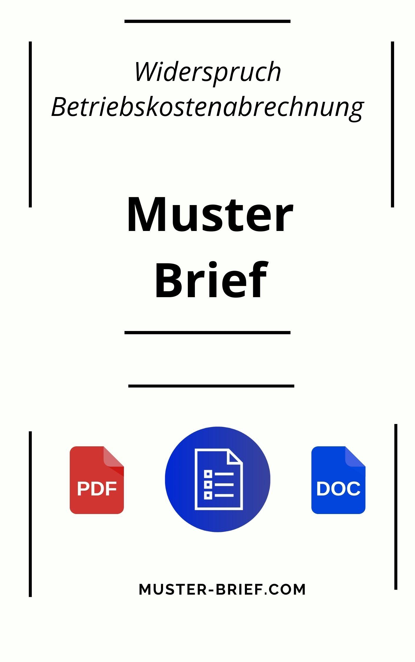 Widerspruch Betriebskostenabrechnung Musterbrief